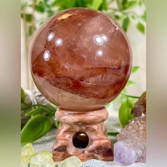1658 Hematoid Fire Quartz Crystal Sphere - Picture 7 of 14